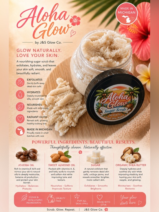 J&S Glow Co Other - Aloha Glow Sugar Scrub by J&S Glow Co. 8 ounce jar